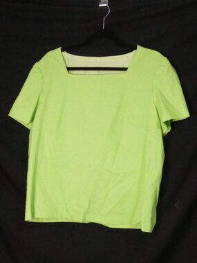 Handmade Lime Green Polka Dot Square Neck Short Sleeve Top - P2P 20" measured